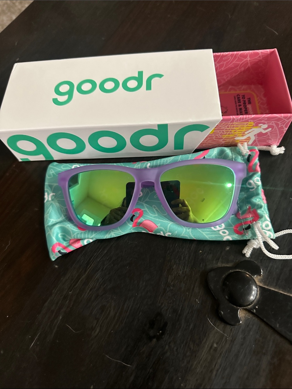 goodr Purple Frame Green Mirror Lens Sunglasses